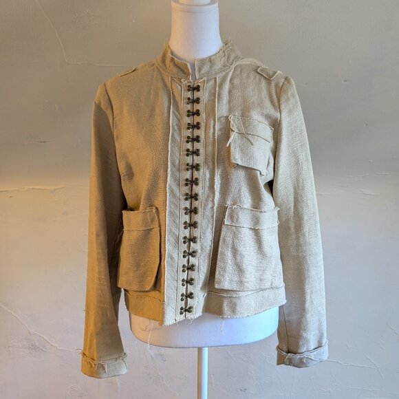 patrick robinson for target cream military hook and eye jacket blazer (medium) - Picture 1 of 6